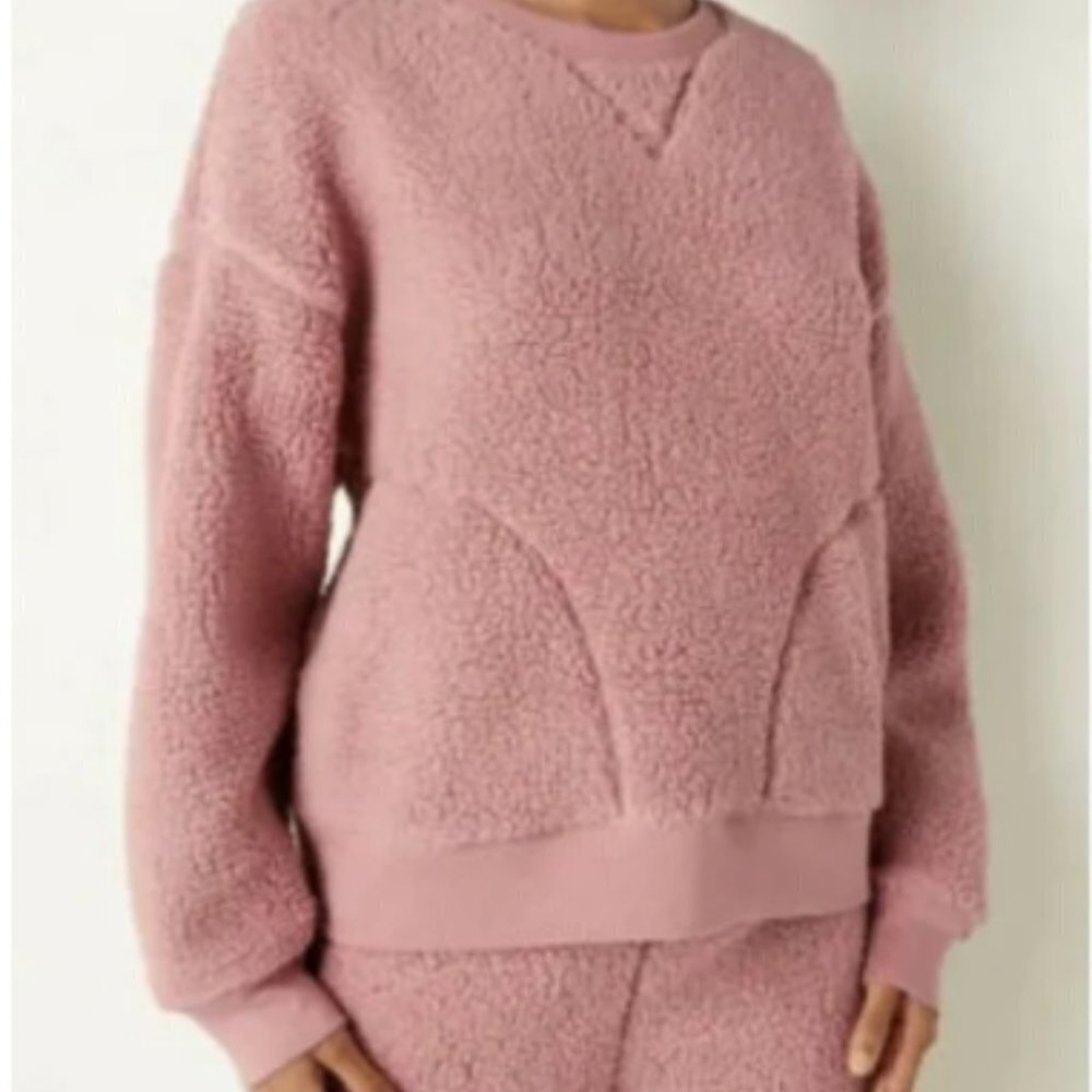 Victoria's Secret Pink Oversized Sherpa Pullover Crewneck Sweatshirt - Picture 5 of 7
